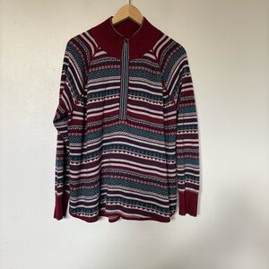 Eddie Bauer Women's Engage 1/4‎ Zip Fair Isle Ruby Sweater Size 2XL